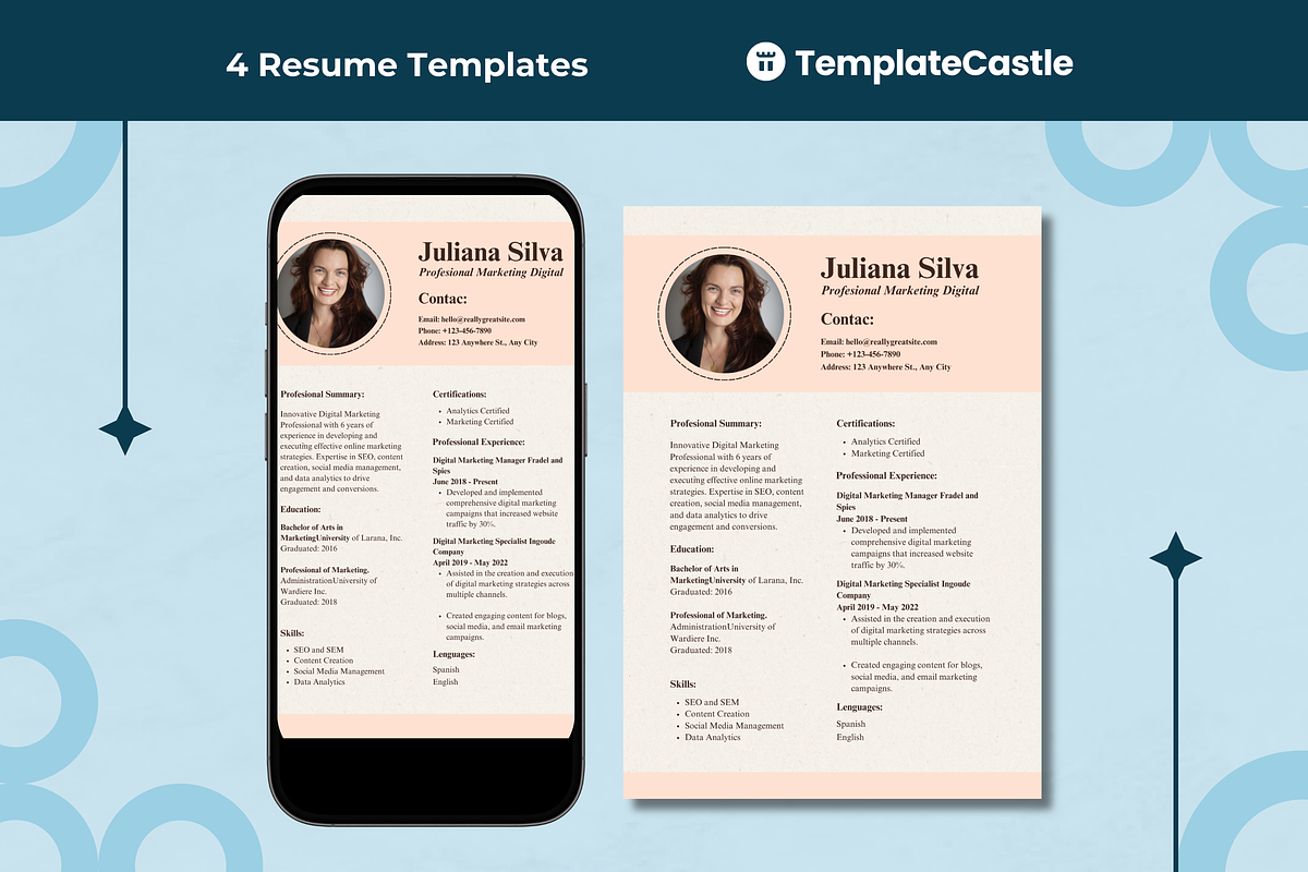Professional Resume Canva Editable, a Templates & Theme by TemplateCastleStore (Photo 2 of 9)