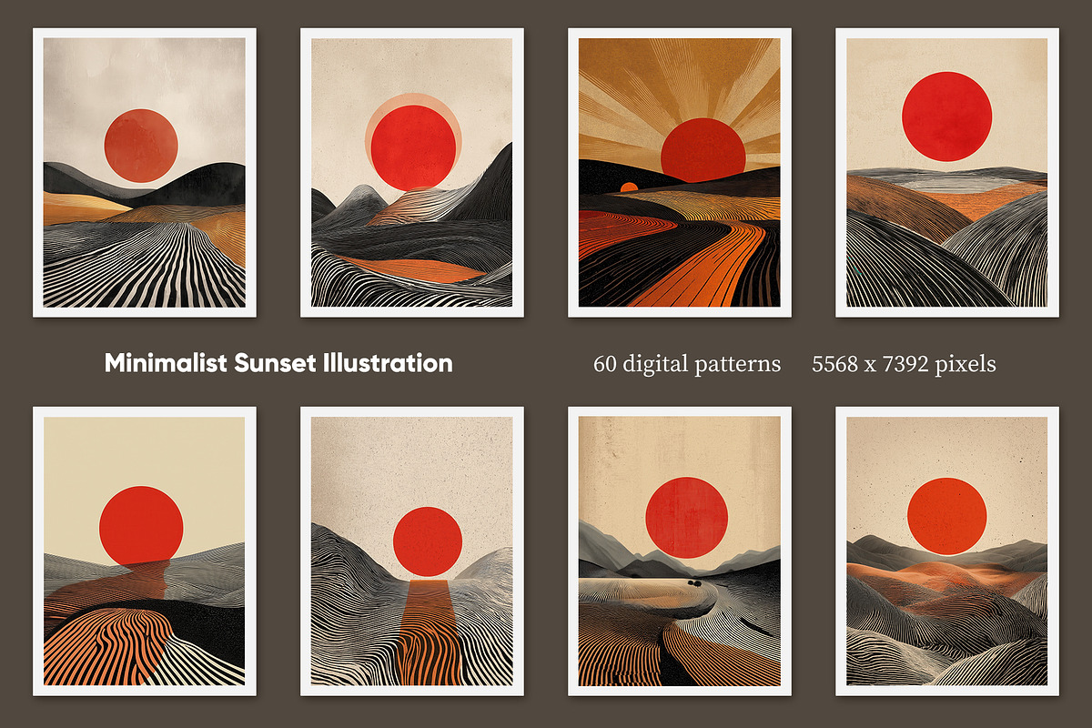 Minimalist Sunset Illustration, a Decorative Illustration by Housui Patterns (Photo 7 of 9)