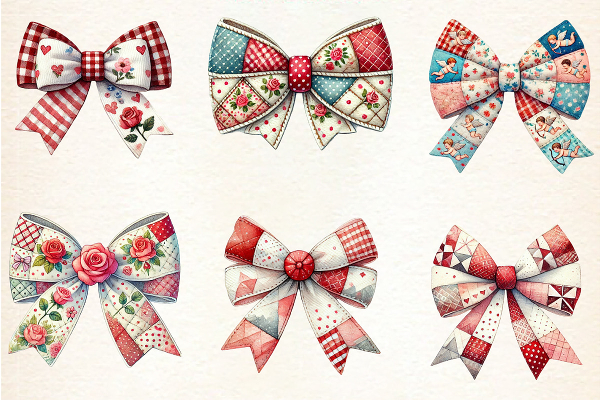 Patchwork Valentine's Day Bow, an Illustration by DreamArtGraphic (Photo 5 of 5)