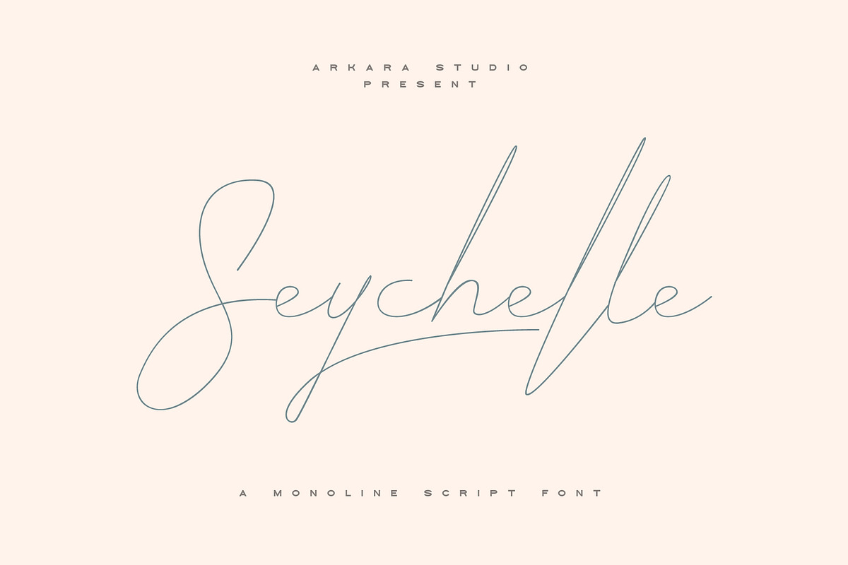 ARK Seychelle - Exotic Monoline Font, a Script Font by Arkara (Photo 1 of 8)