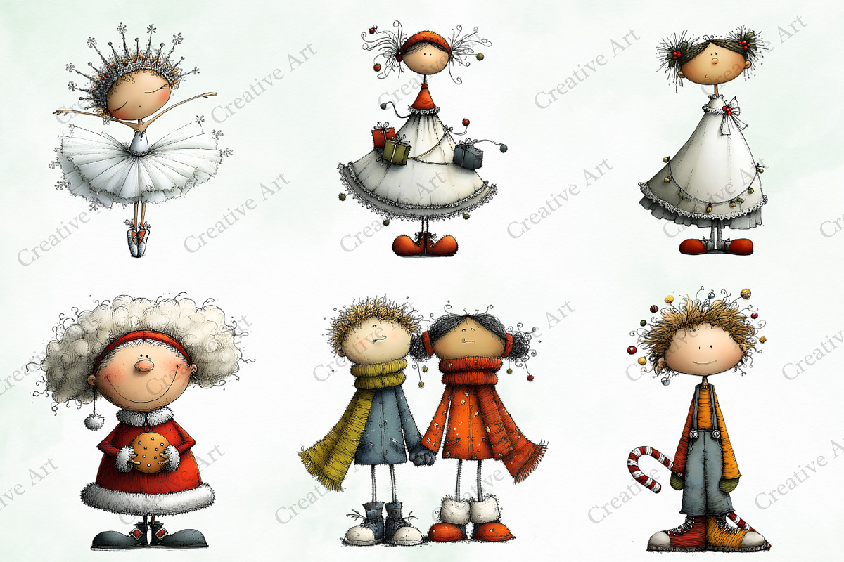 Whimsical & Quirky Doll Clipart, an Illustration by Creative Art (Photo 3 of 10)