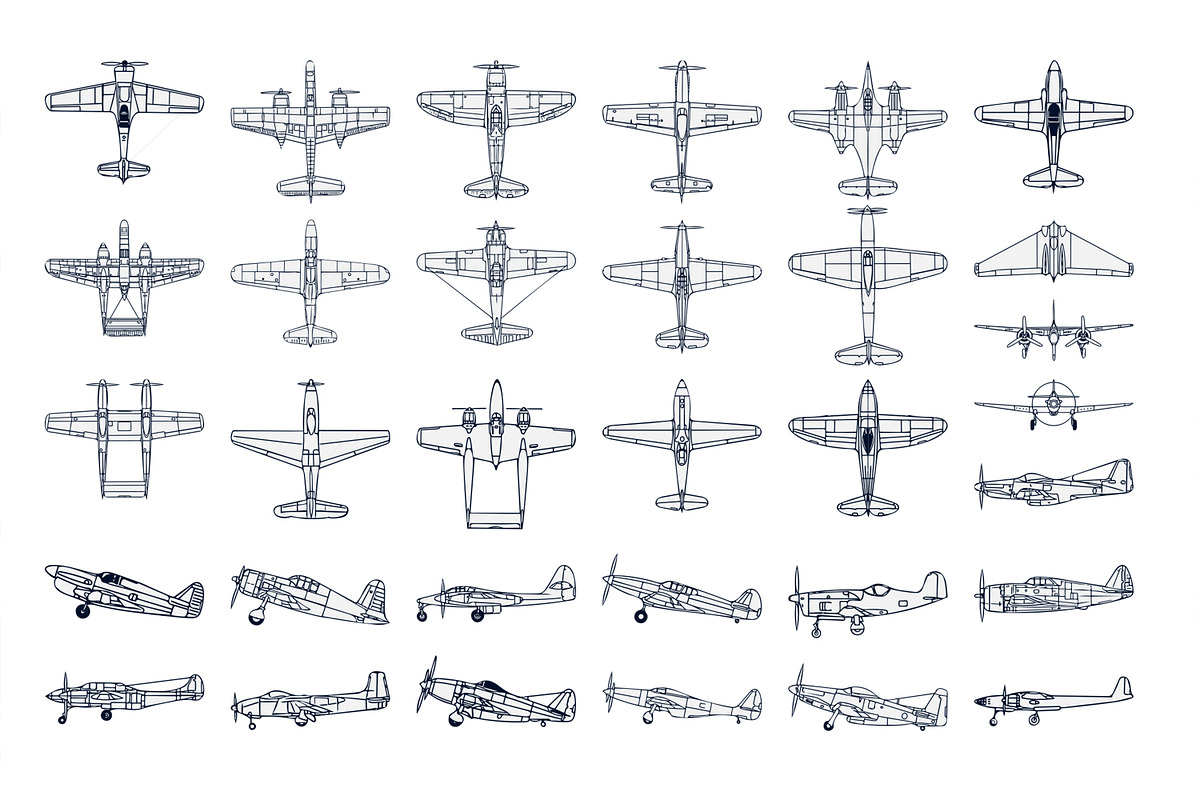 32 US military fighter airplanes, a Graphic by HandmadeHallucinate