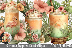 Whimsical Summer Tropical Drink PNG, an Illustration by Canvas Craft