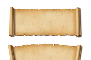 Old Parchment paper scroll set isolated on white with shadow. Ho, an Object Graphic by GoodGoods