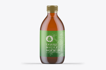 Amber Glass Liquid Bottle Mockup, a Product Mockup by OneVectorStock