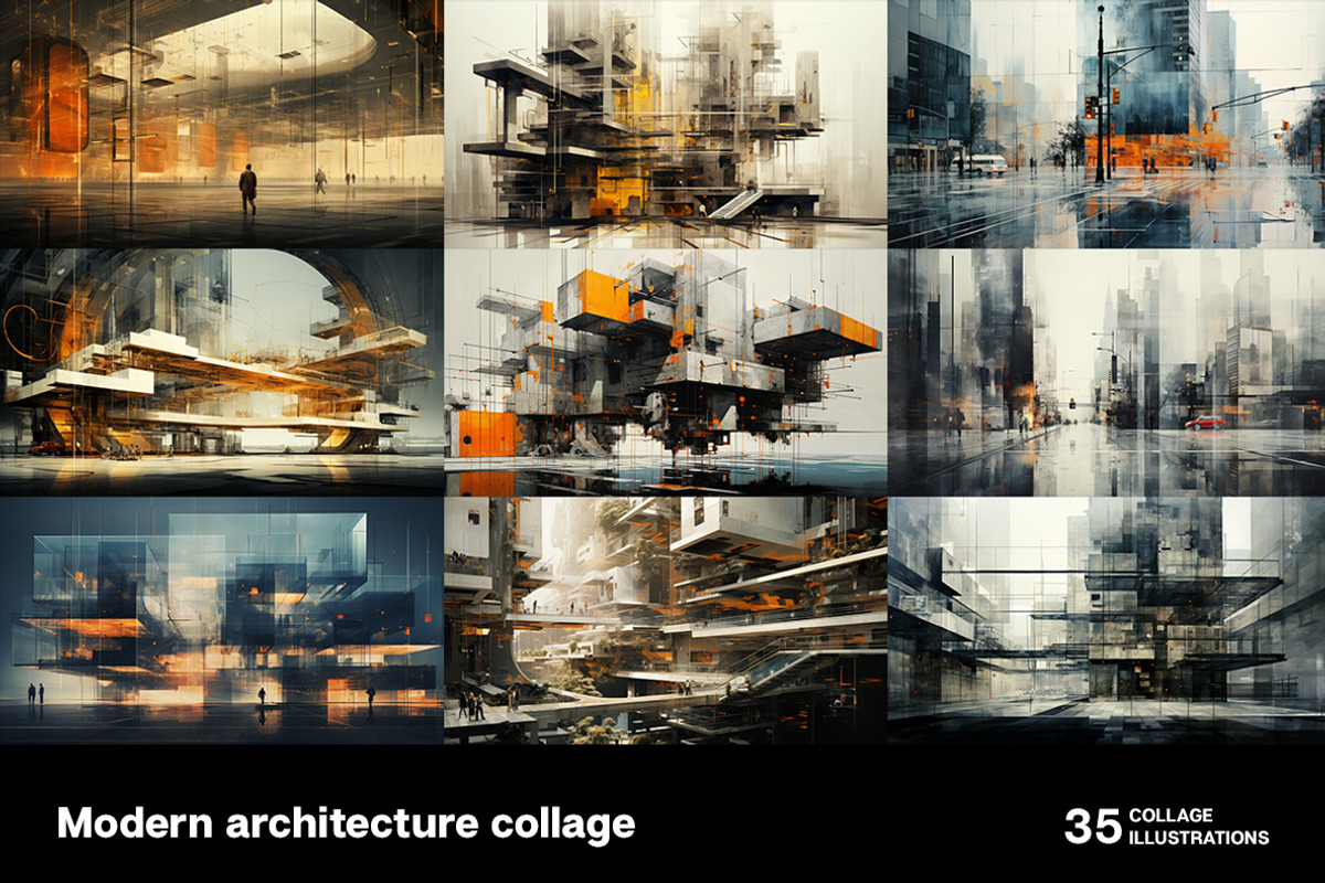 35 Modern architecture collages, an Object Illustration by Handmadefont (Photo 4 of 10)
