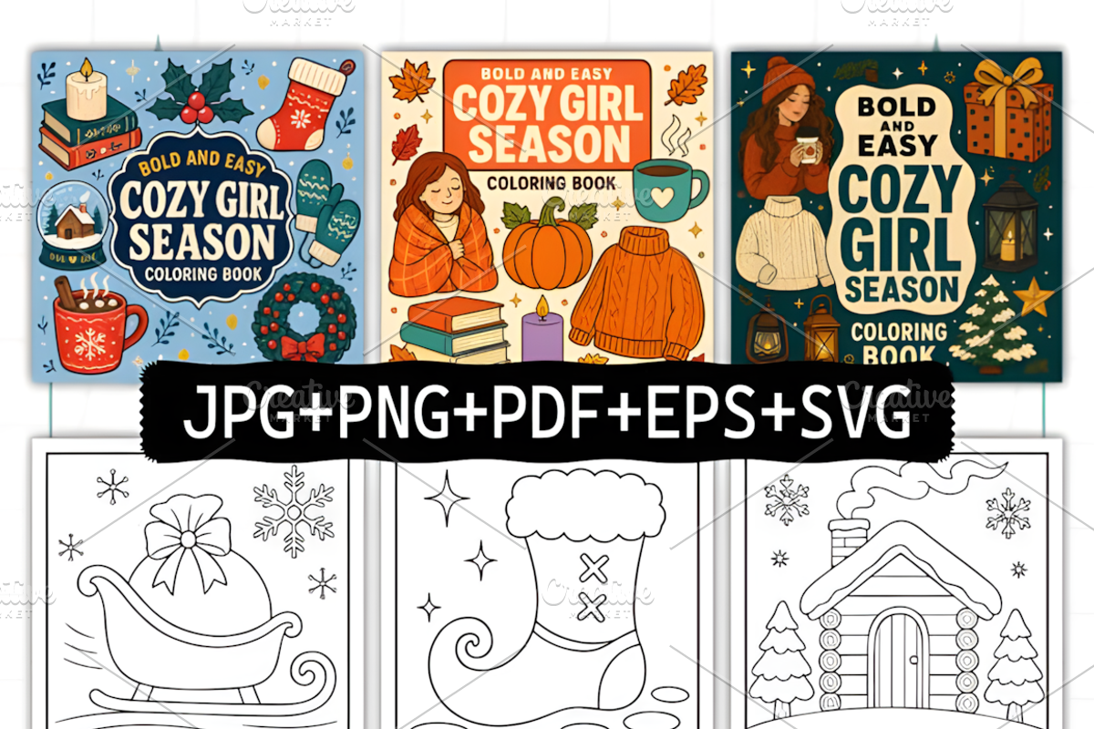 Cozy Girl Season Coloring Book, a Seasonal Illustration by Coco Bloom (Photo 2 of 3)