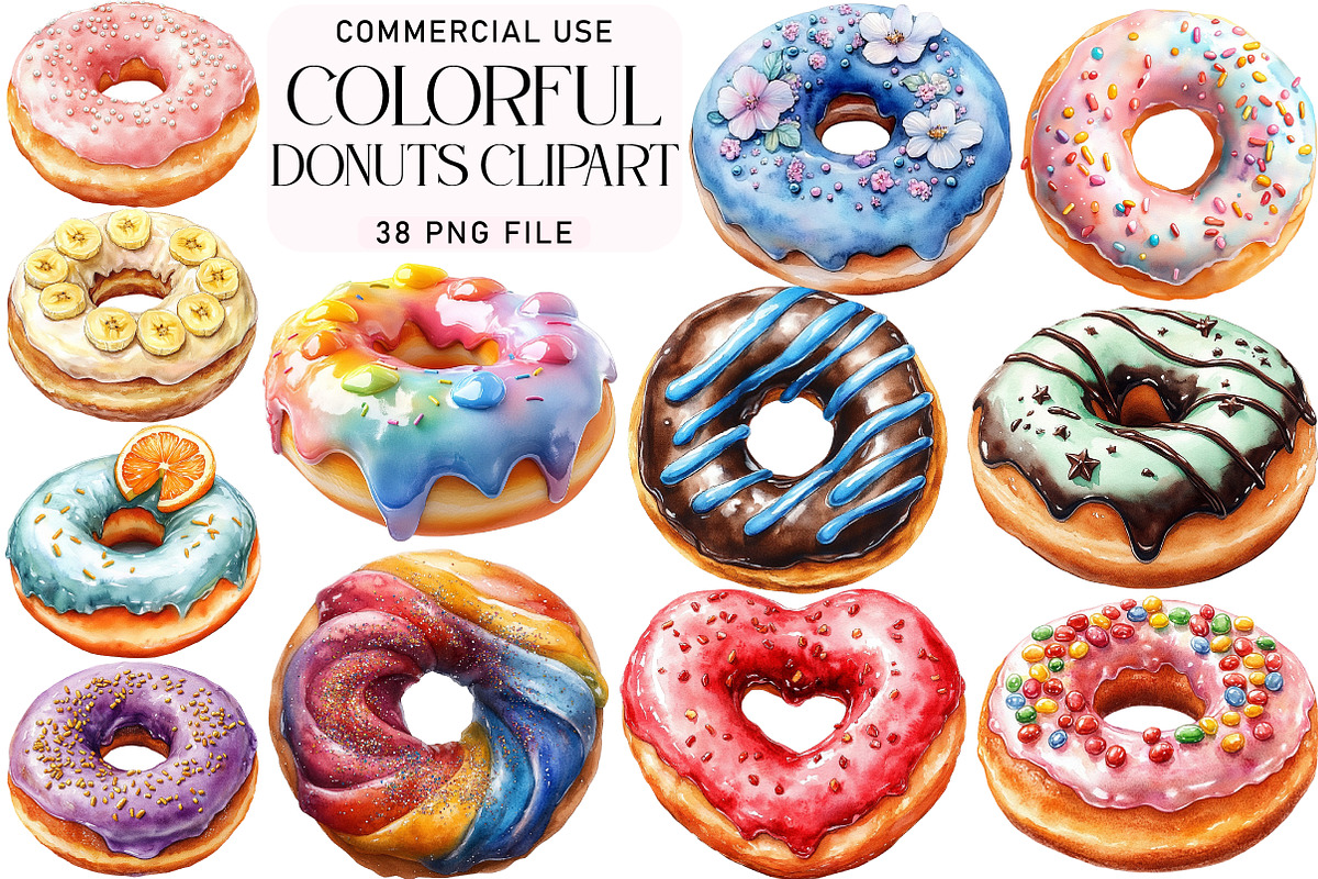 Colorful Donuts Clipart, an Illustration by Daily.Designs (Photo 1 of 4)