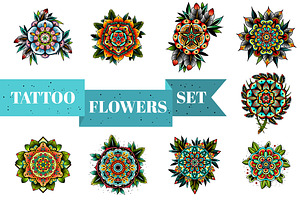 Tattoo Flowers Set