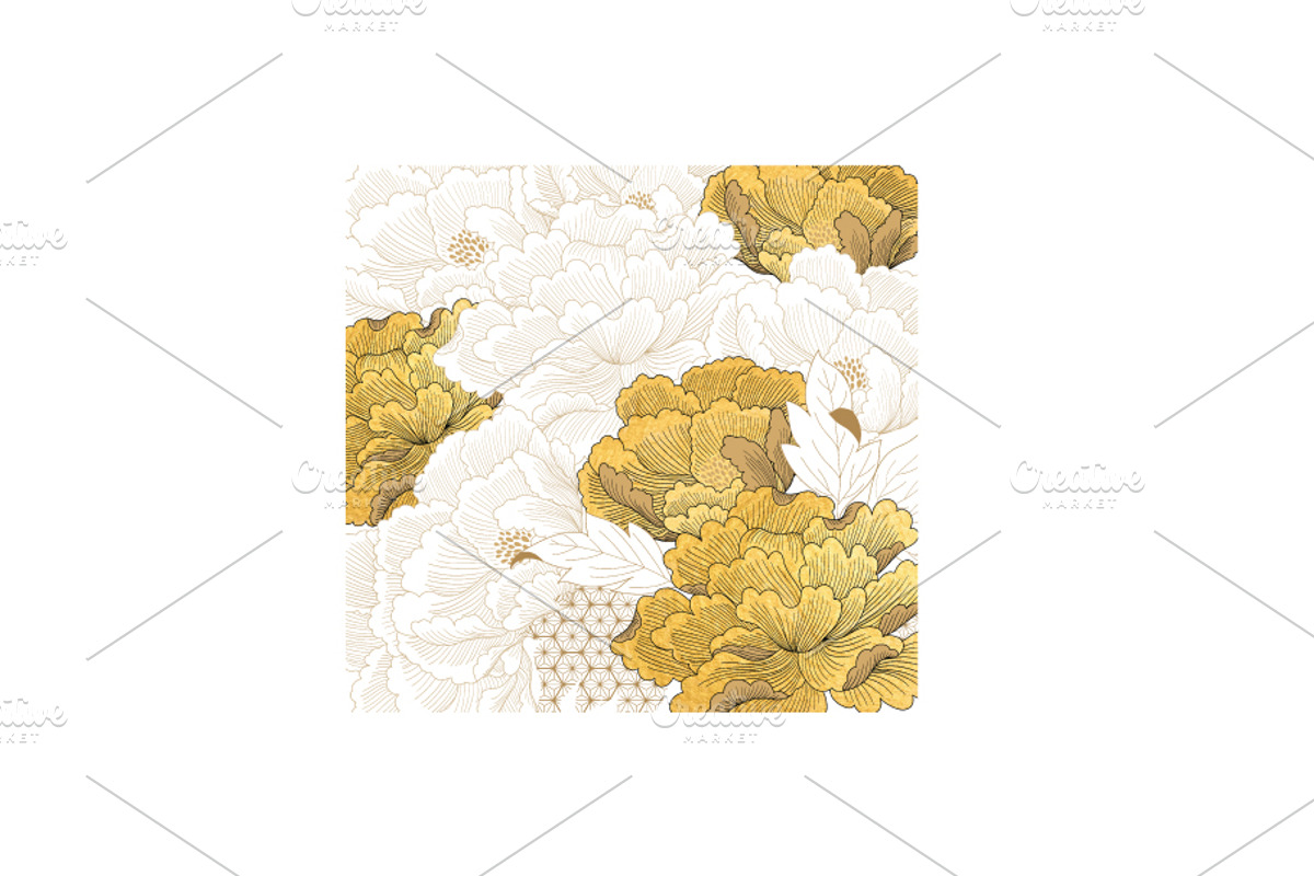 Peony floral pattern gold texture, a Graphic by marukopum (Photo 2 of 2)