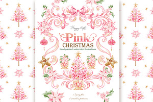 Pink Bow Christmas Illustrations