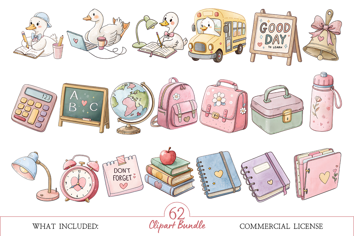 Back to School Goose Clipart, a Decorative Illustration by MockupWizard (Photo 4 of 6)