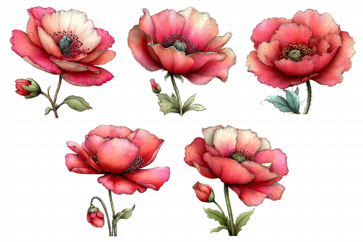 Whimsical Spring Poppy Flowers Clipa, an Illustration by Daily.Designs (Photo 8 of 8)