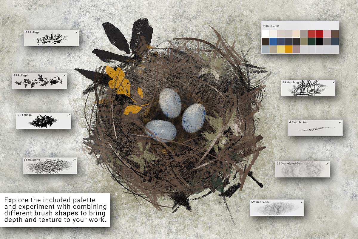 Nature Craft – Procreate Brushes, a Brush Add-On by Nadiia Hanina (Photo 4 of 8)