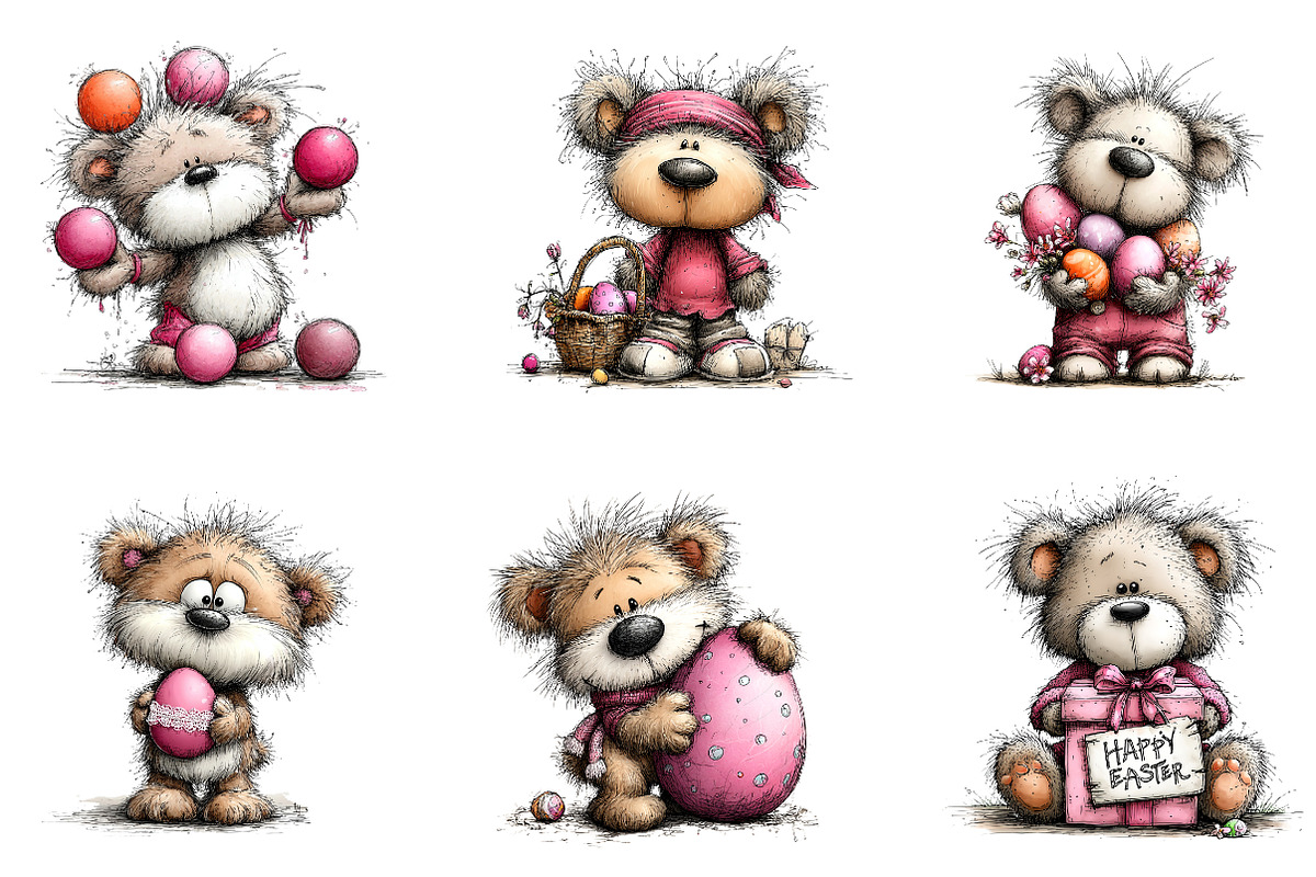 Whimsical Easter Teddy Bear Clipart, an Illustration by CreationArt (Photo 5 of 6)