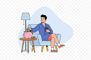Man Saving Money in Piggy Bank, an Object Illustration by Partikusi Design (Thumbnail 3 of 3)
