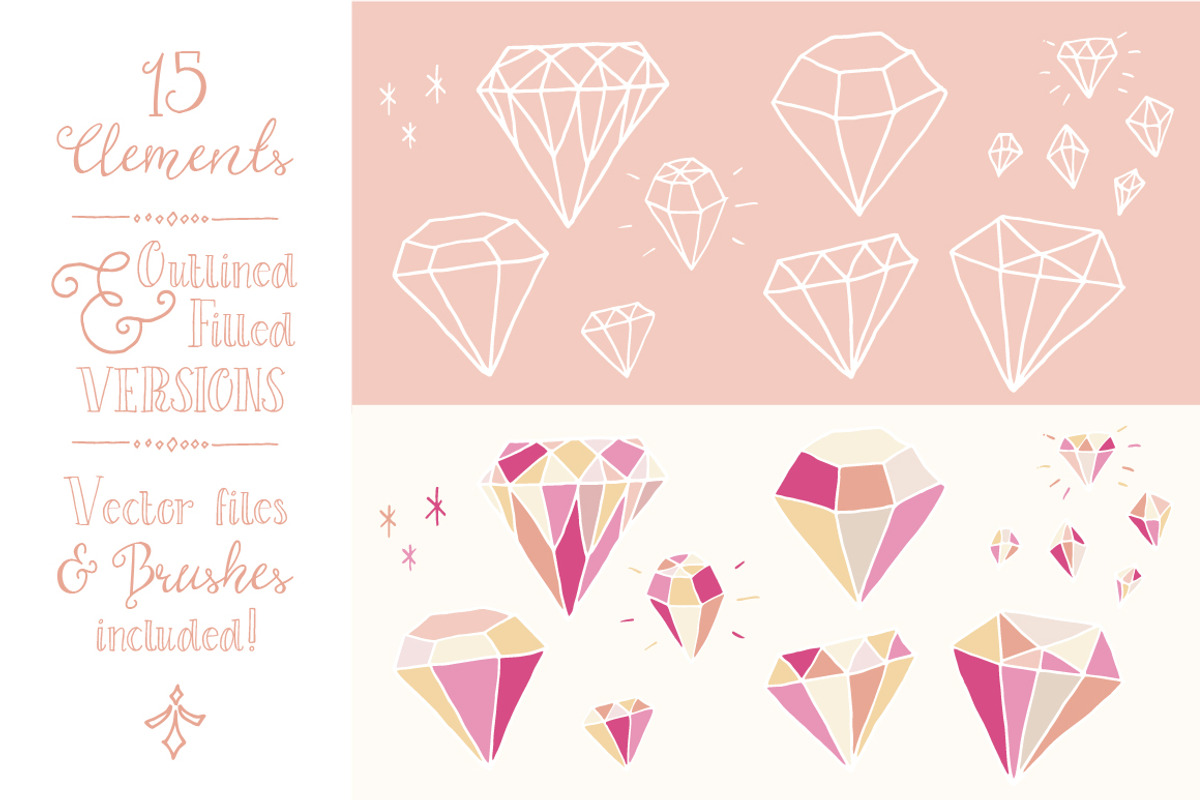 Pink Diamonds Clip Art - Vector preview 2