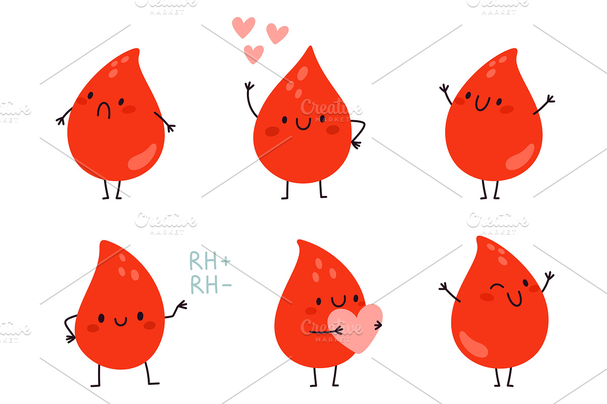 Cute cartoon blood drop characters, a Healthcare Illustration by Vectorbuum