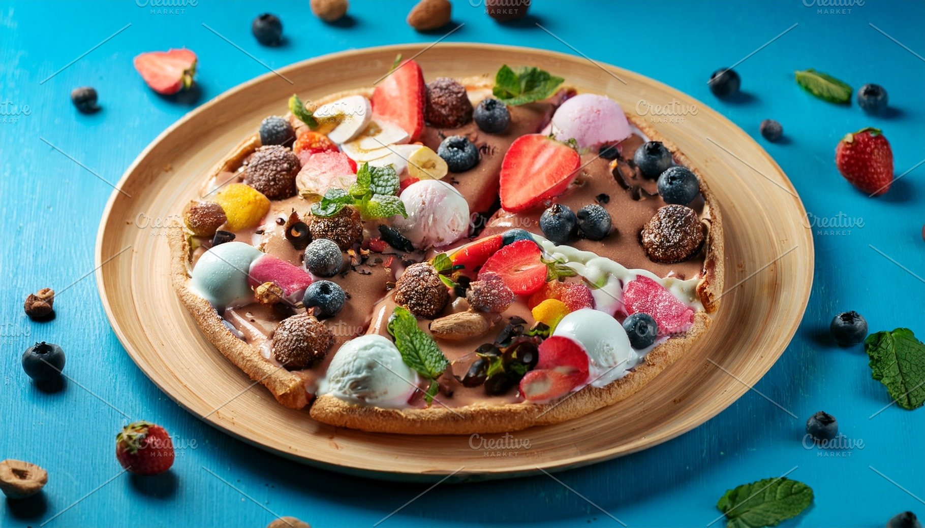 ice cream pizza AI generated, a Photo by WorldOfPhotos