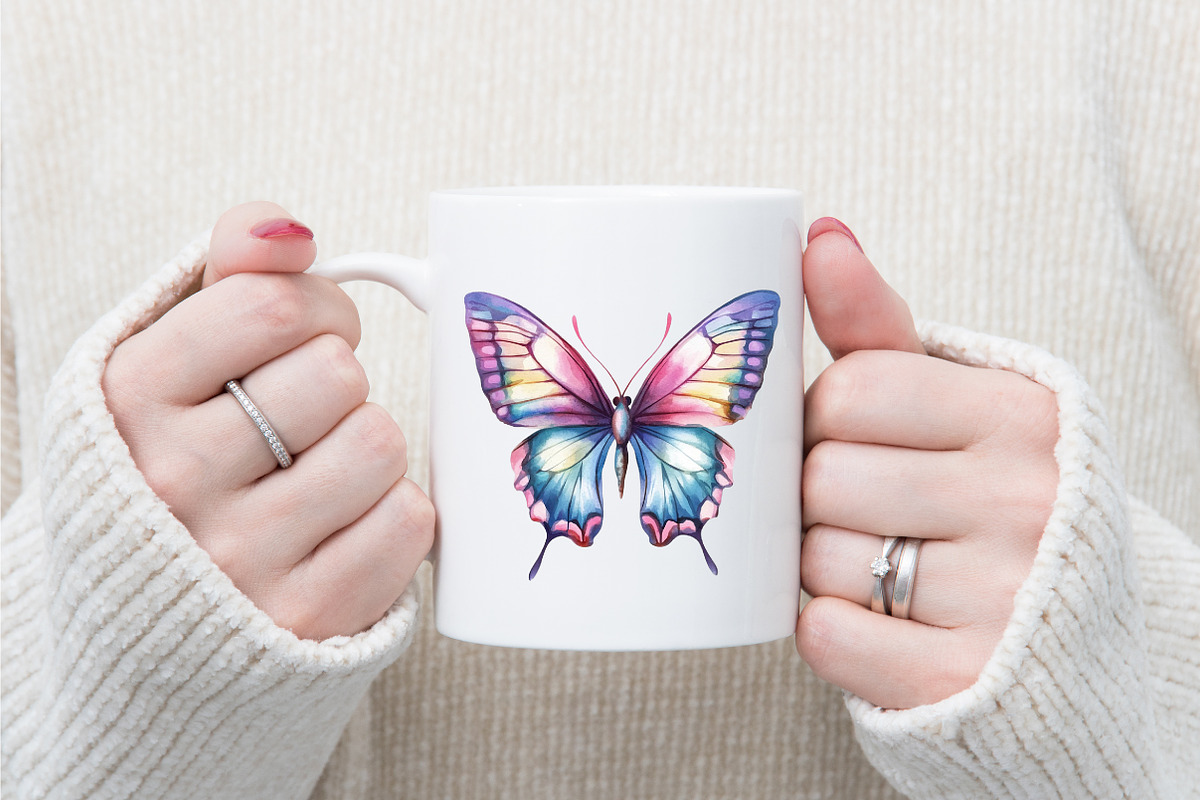Watercolor Colorful Butterfly Clipar, an Illustration by designcity5 (Photo 5 of 5)