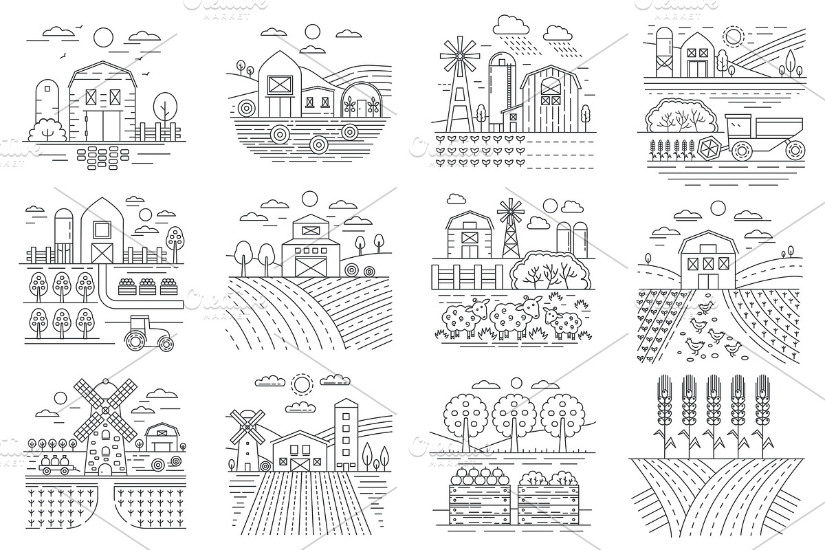 Agriculture Farm, farming fields, an Illustration by Lemberg Vector