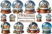 Christmas House in Snow Glob Clipart, a Seasonal Illustration by Craft Nest (Thumbnail 1 of 4)