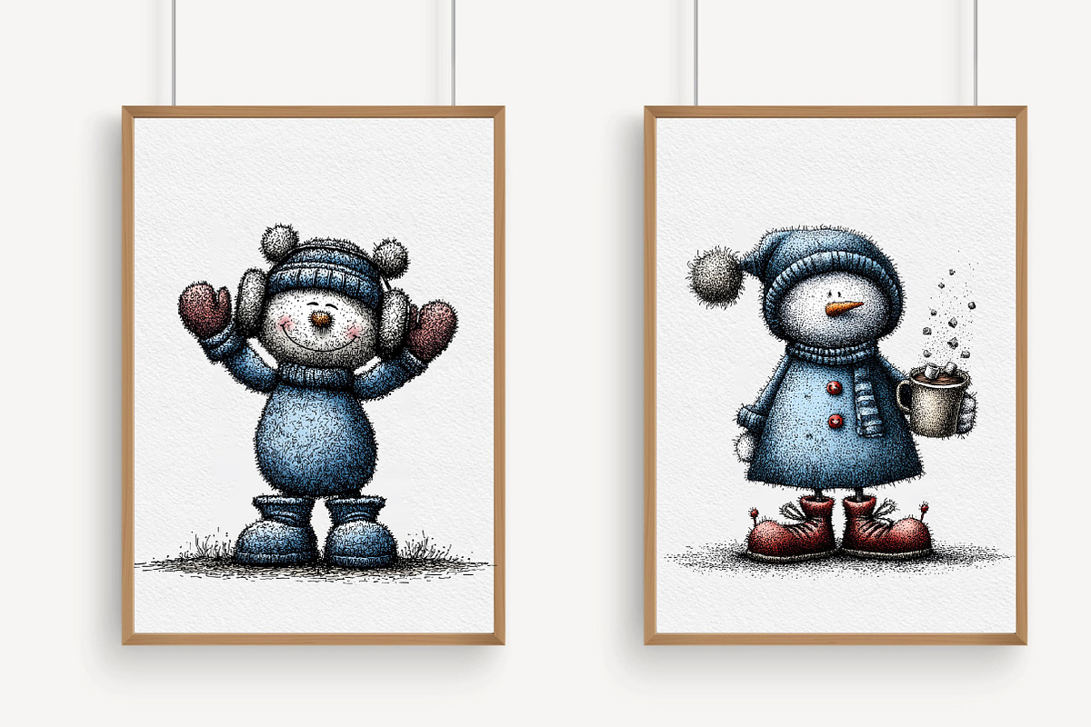 Whimsical Christmas Snowman Clipart, an Illustration by Libby Wishes (Photo 4 of 7)