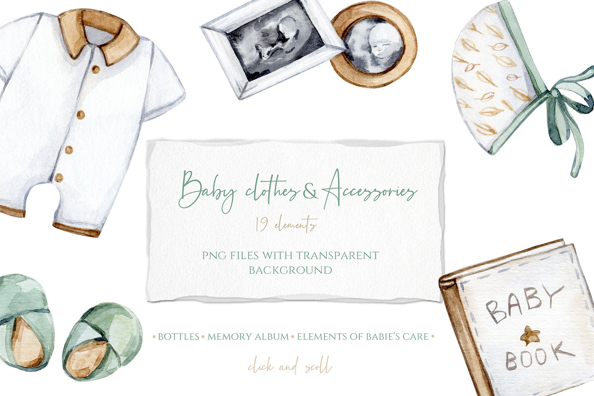 Watercolor Baby Eco Collection, a Decorative Illustration by S_ARTLOVE (Photo 3 of 9)