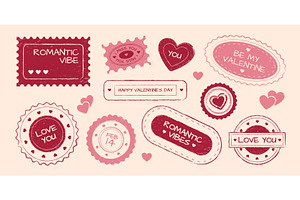 Vintage love stamps set isolated on, an Illustration by art PVP - market
