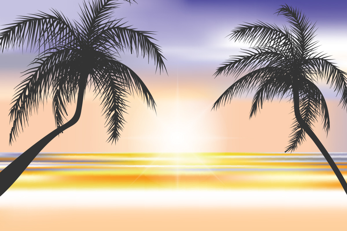 Summer Beach vector background, an Illustration by iconerstock