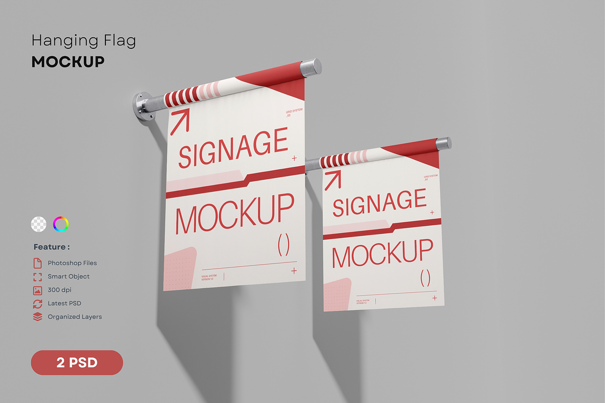 Hanging Flag Mockup, an Advertising Mockup by DSNA Mockup (Photo 1 of 3)