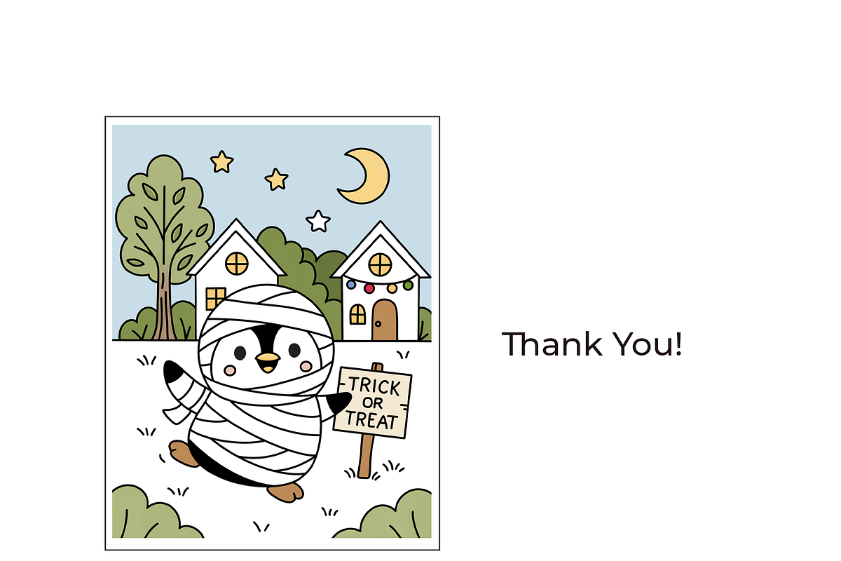 10 Cute Halloween Coloring Pages PDF, an Animal Illustration by tetiartline (Photo 3 of 3)