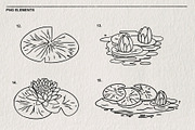 Set of water lilies and flowers PNG, a Decorative Illustration by LOKSKIH (Thumbnail 5 of 10)