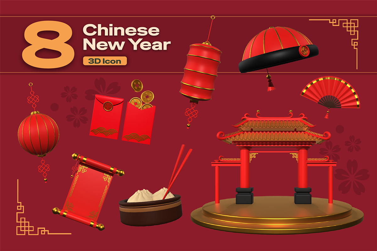 3D Chinese New Year Icon Pack, an Object 3D Model by Burntilldead (Photo 7 of 7)