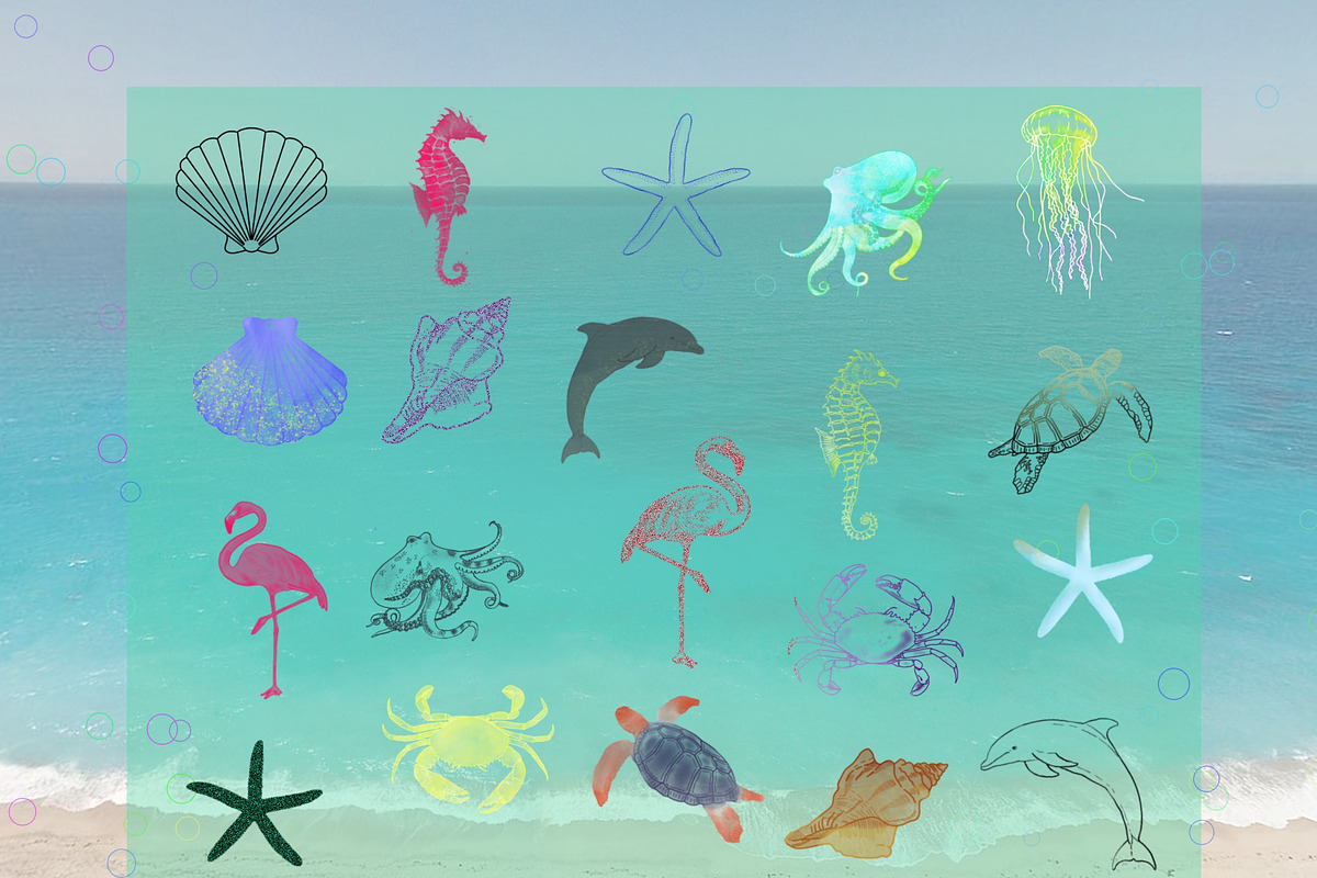 Procreate Stamps Brush Beach Ocean, a Shape Add-On by Ducatum (Photo 2 of 3)