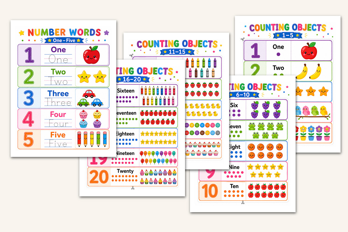 Number Flashcards, a Stationery Template by Designmela01 (Photo 3 of 5)