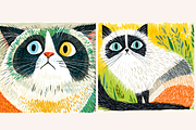 Scandi Folk Art Cat Illustrations, an Animal Illustration by PrintHaven Designs (Thumbnail 2 of 8)