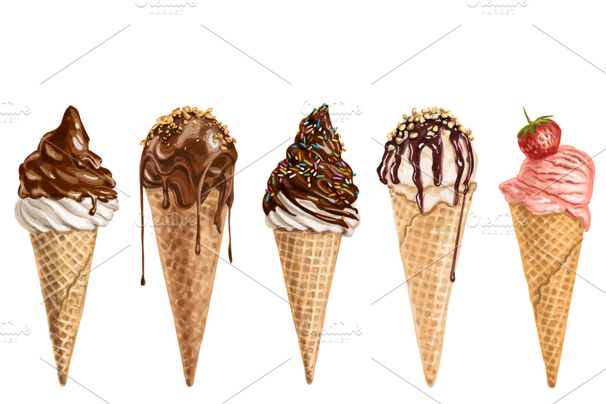 ice cream vector illustrations, a Decorative Illustration by Natalka Dmitrova art (Photo 4 of 9)