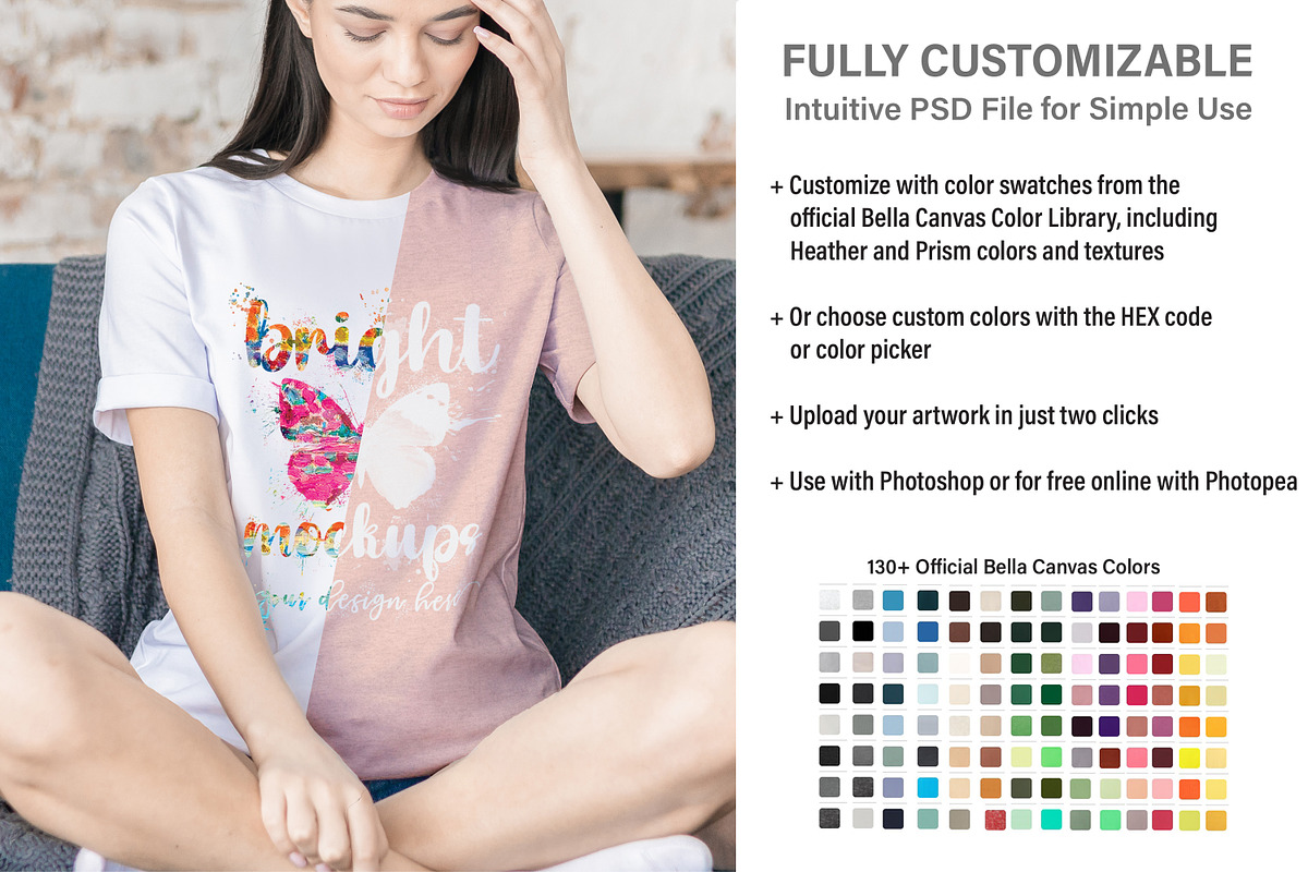 Bella Canvas 3001 T-shirt Mockup, a Print Template by BrightMockups (Photo 2 of 3)