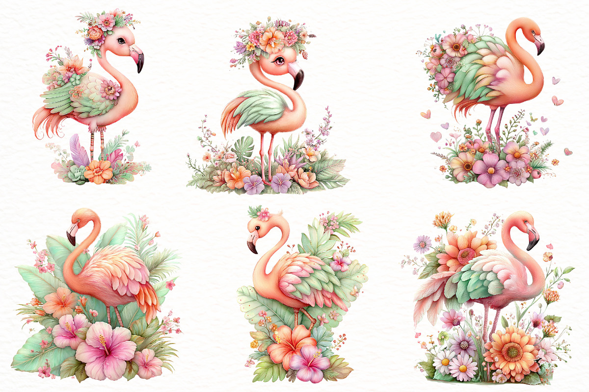 Whimsical Summer flamingo Clipart, an Illustration by Designworld (Photo 2 of 8)