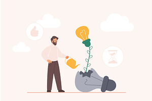 Learn failure mistake idea man, a Person Illustration by Lemberg Vector