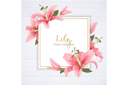 Wedding invitation with lily flowers