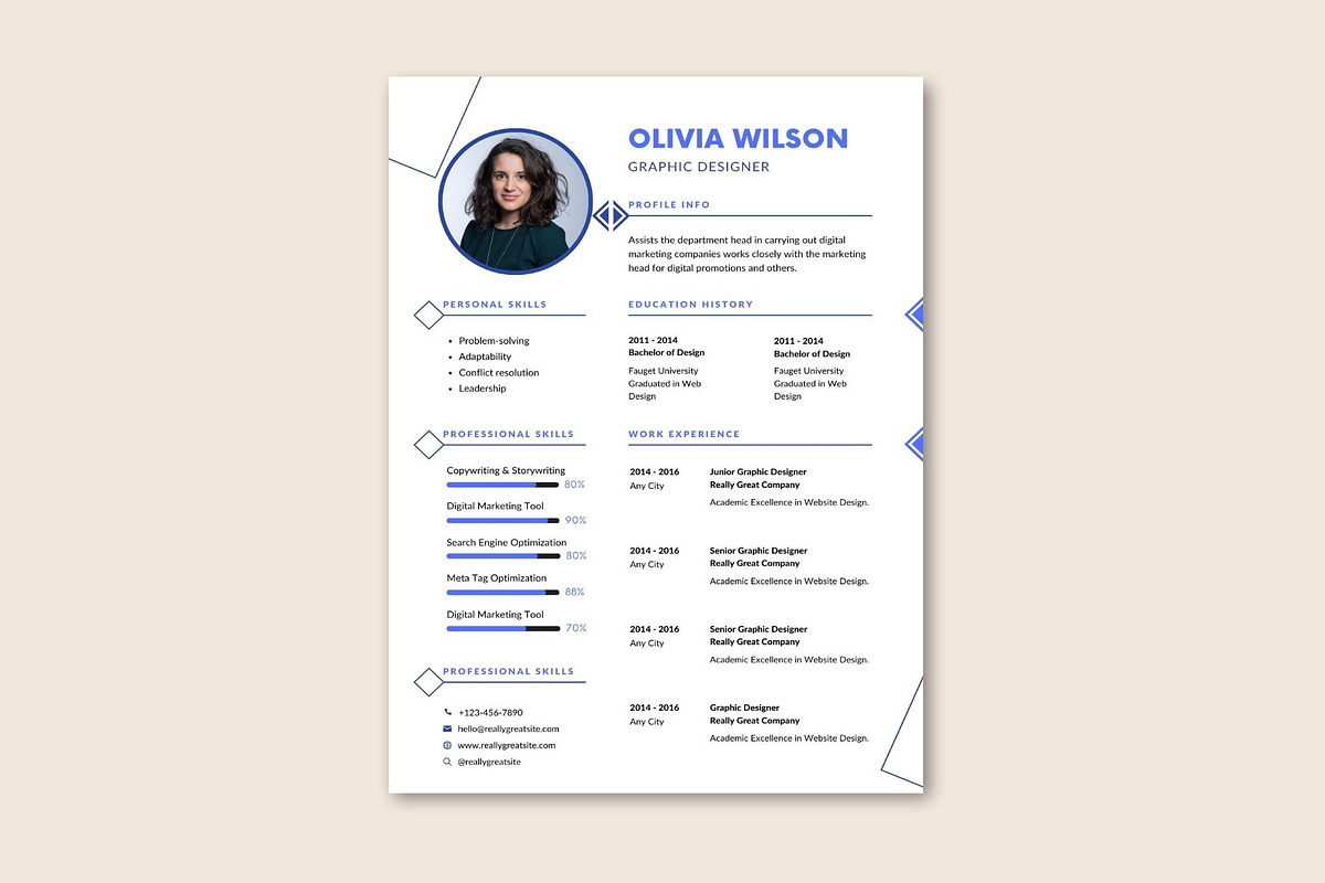 Professional Graphic Designer Resume, a Stationery Template by CreativeBundlex (Photo 2 of 3)