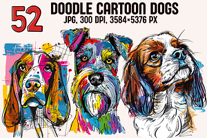 Doodle Cartoon Dogs, an Animal Illustration by PrintHaven Designs