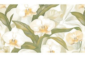Elegant cream white orchids blossoms, a Texture Illustration by Lermont51