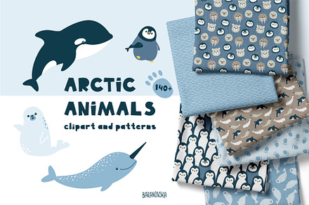 Cute Arctic Animals, a Pattern Graphic by Baranovska