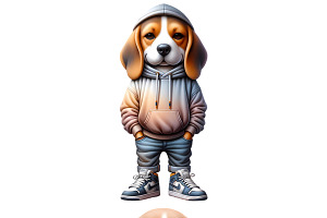 Streetwear Beagle PNG Set