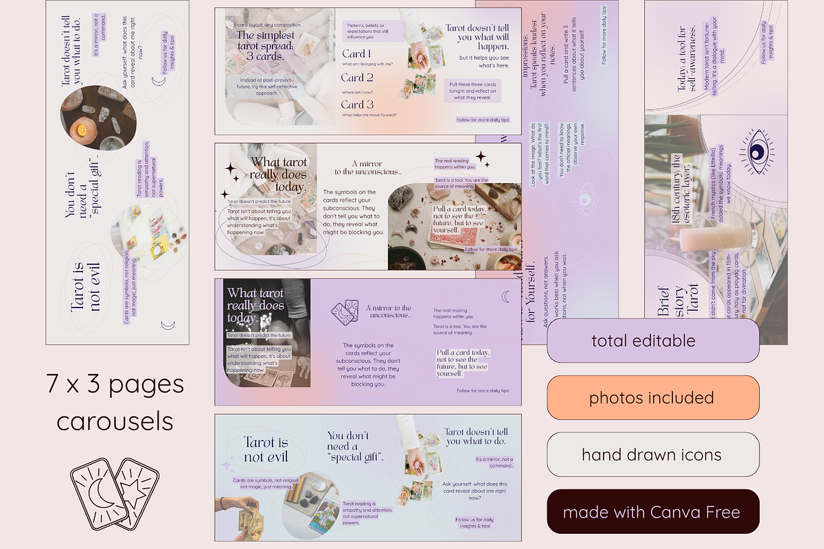 Tarot Reader Instagram Carousal Pack, a Social Media Template by Mochi Atelier (Photo 4 of 10)