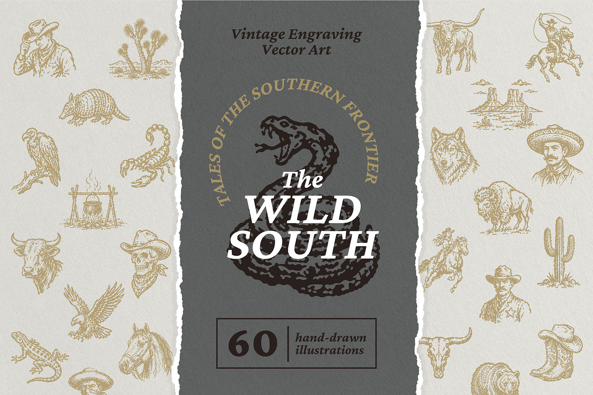 Wild South: 60 Frontier Vectors, an Object Illustration by lettett (Photo 1 of 8)