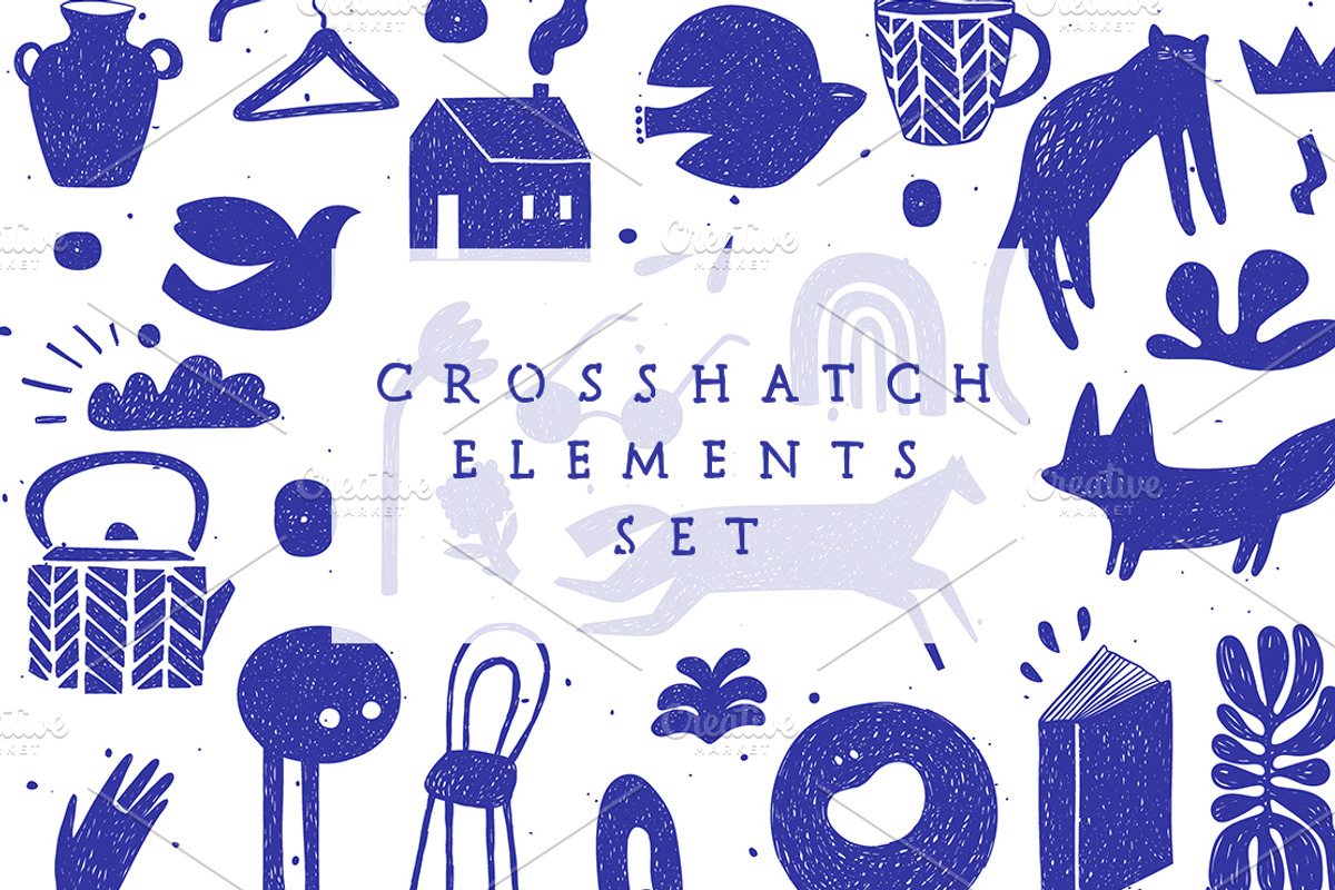 Crosshatch Elements Set, a Decorative Illustration by Anna (Photo 1 of 5)